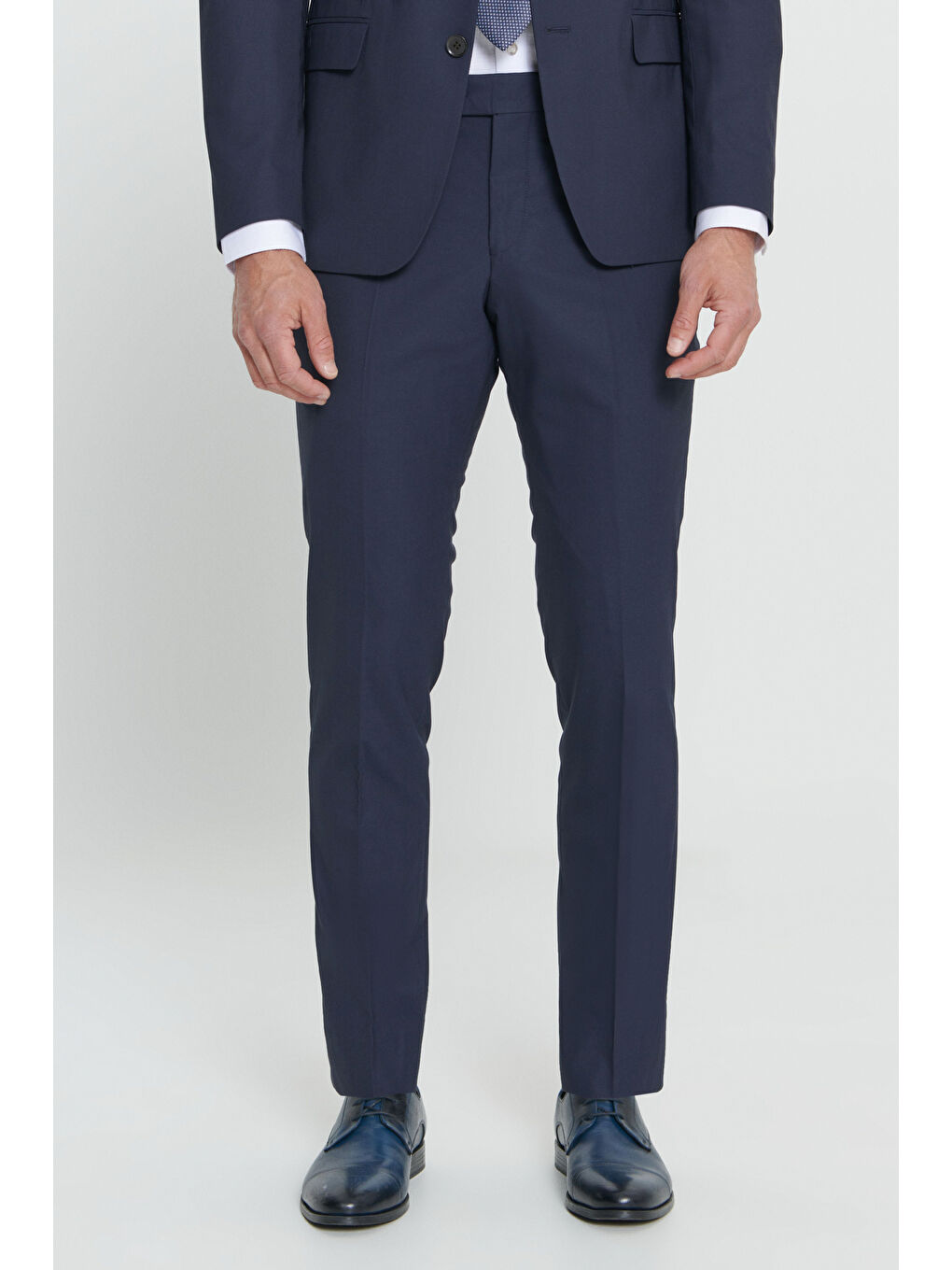 Erkek Lacivert Su Geçirmez Slim Fit Dar Kesim Mono Yaka Nano Takım Elbise-6