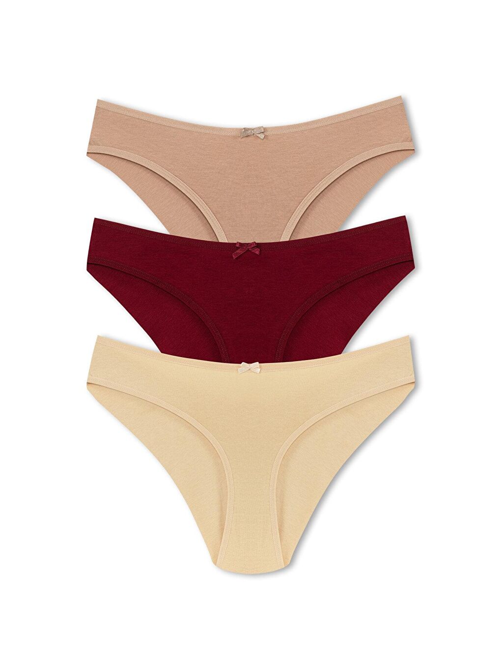 Karışık Pamuklu Arkası Çift Kat Slip Kadın Külot 3'lü