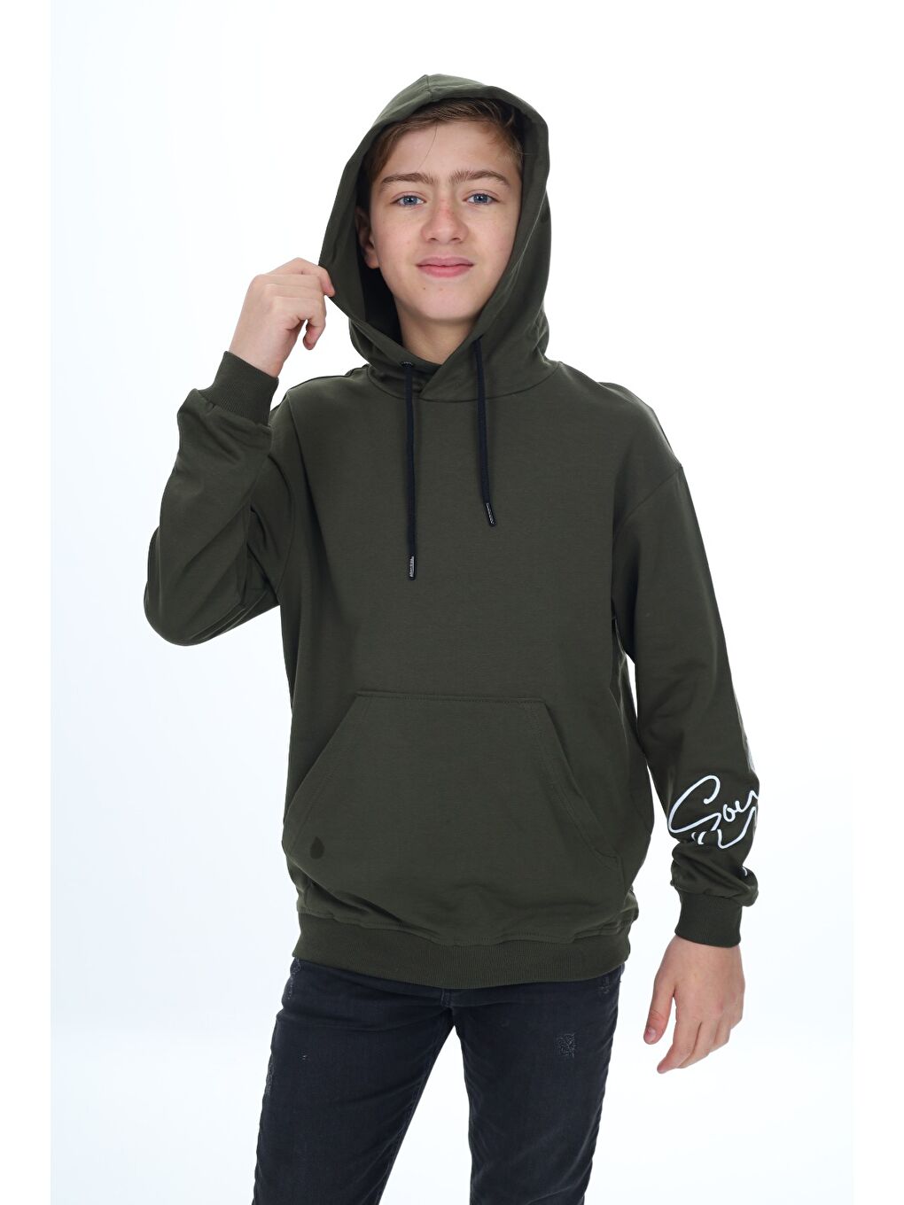 Haki Erkek Çocuk Baskılı Sweatshirt