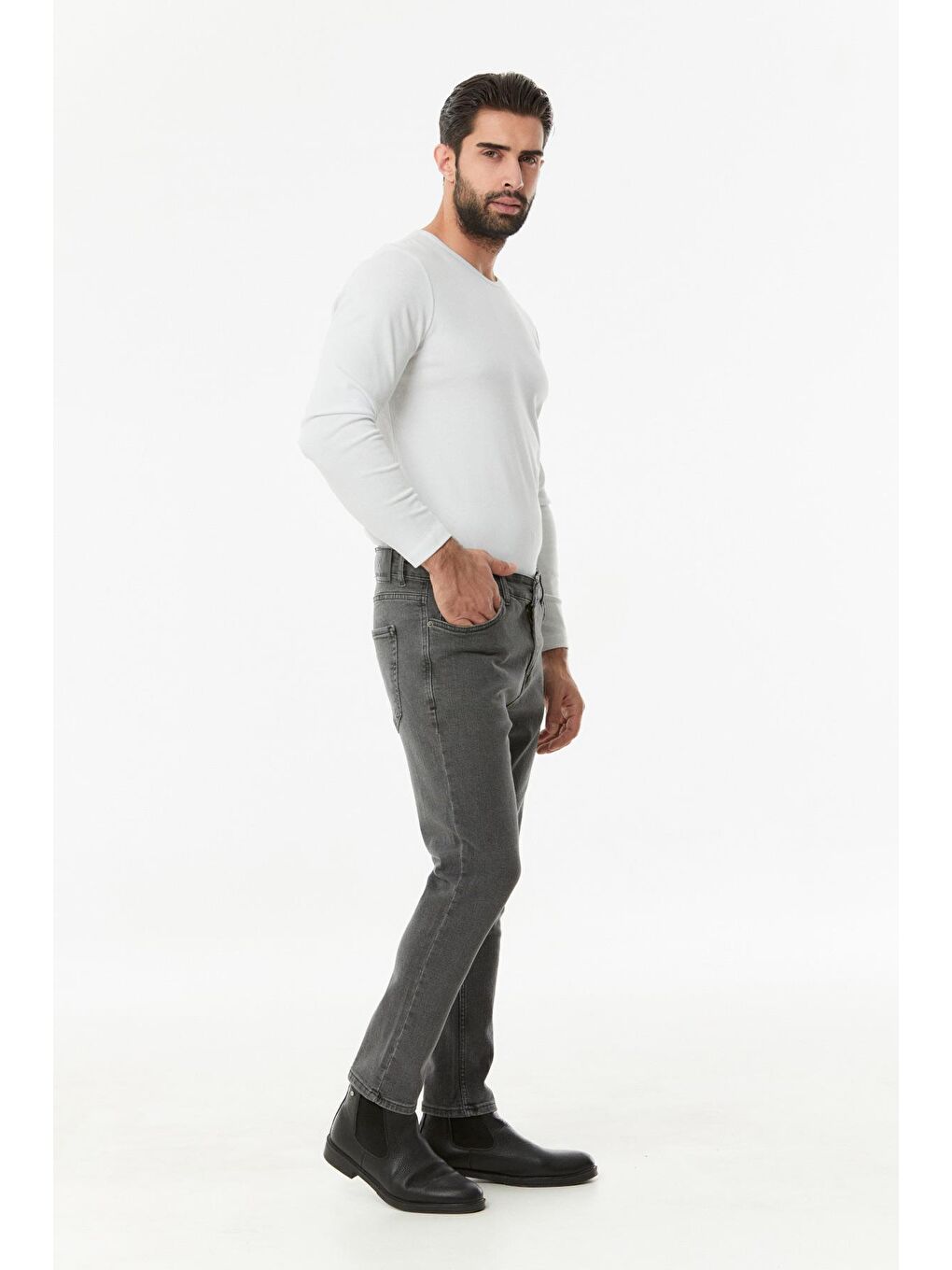 Fullamoda Gri Likralı Slim Fit jean Pantolon - 4