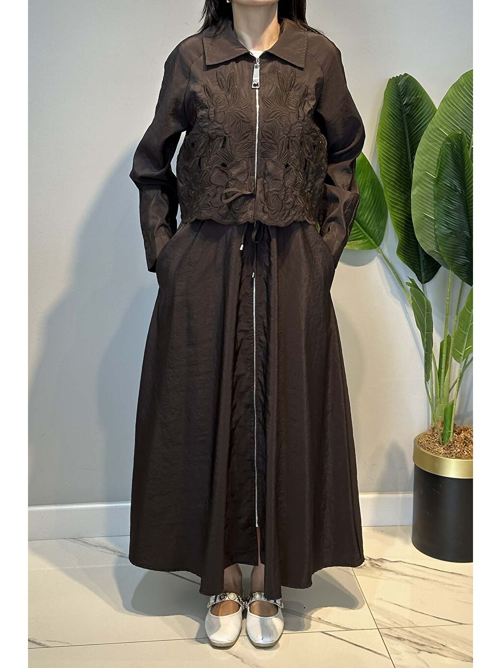 Missemramiss Grace Cut Elbise 5195 Kahverengi-3
