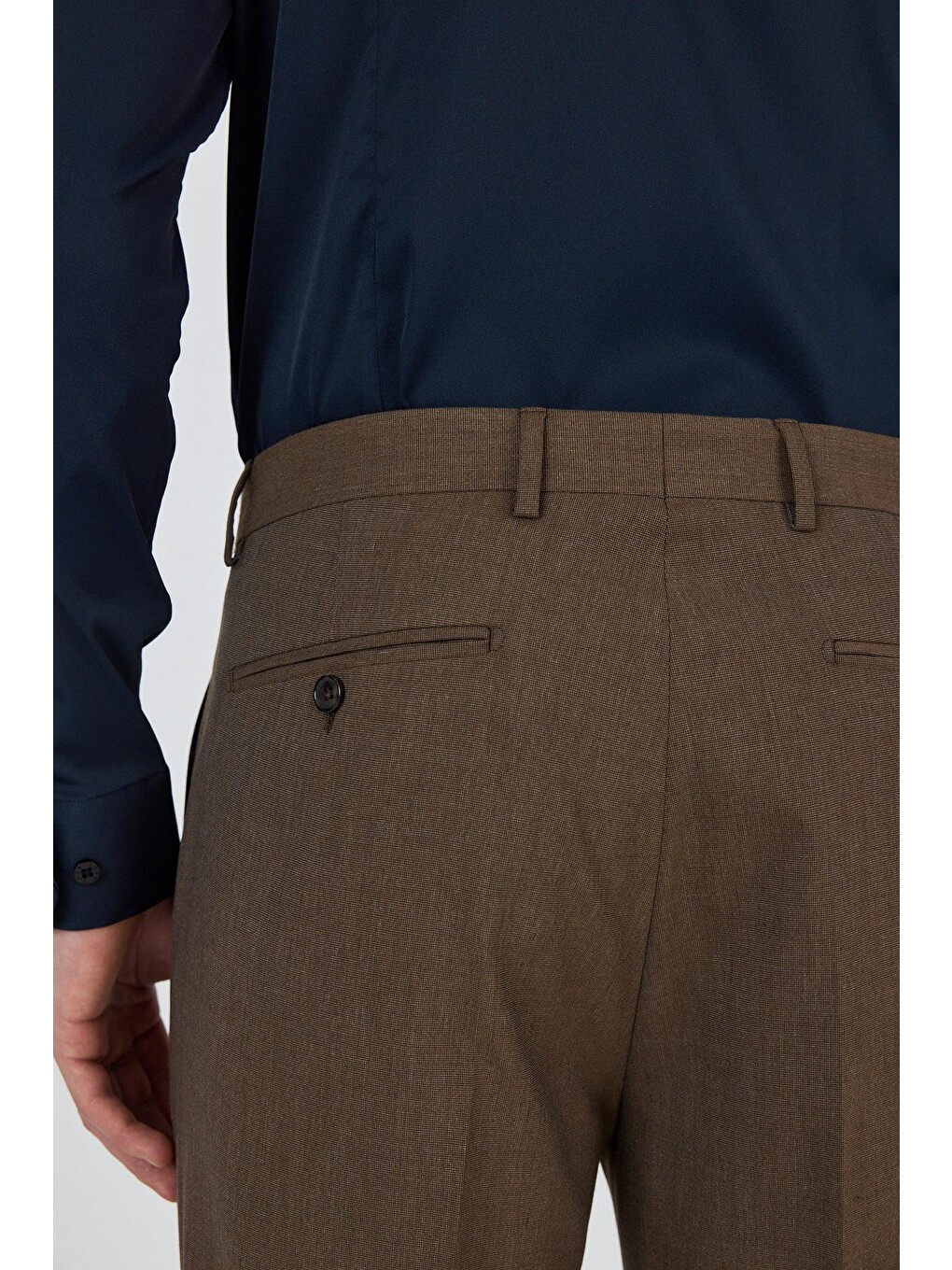 Kahverengi Koyu Vizon Esnek Yandan Cepli Comfort Fit Classic Pantolon 1003250151-4