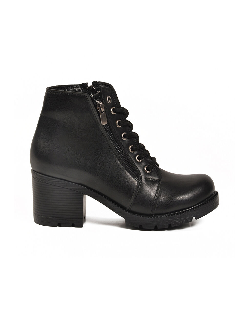 Siyah Bağcıklı Fermuarlı Topuklu Kadın Bot 196 Z