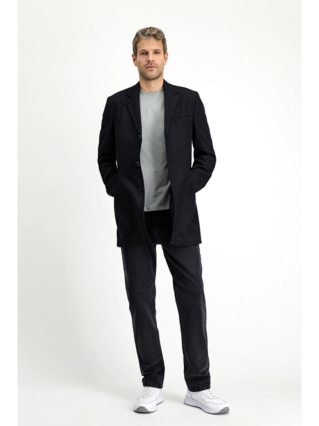 Antrasit Yünlü Klasik Kaban-1