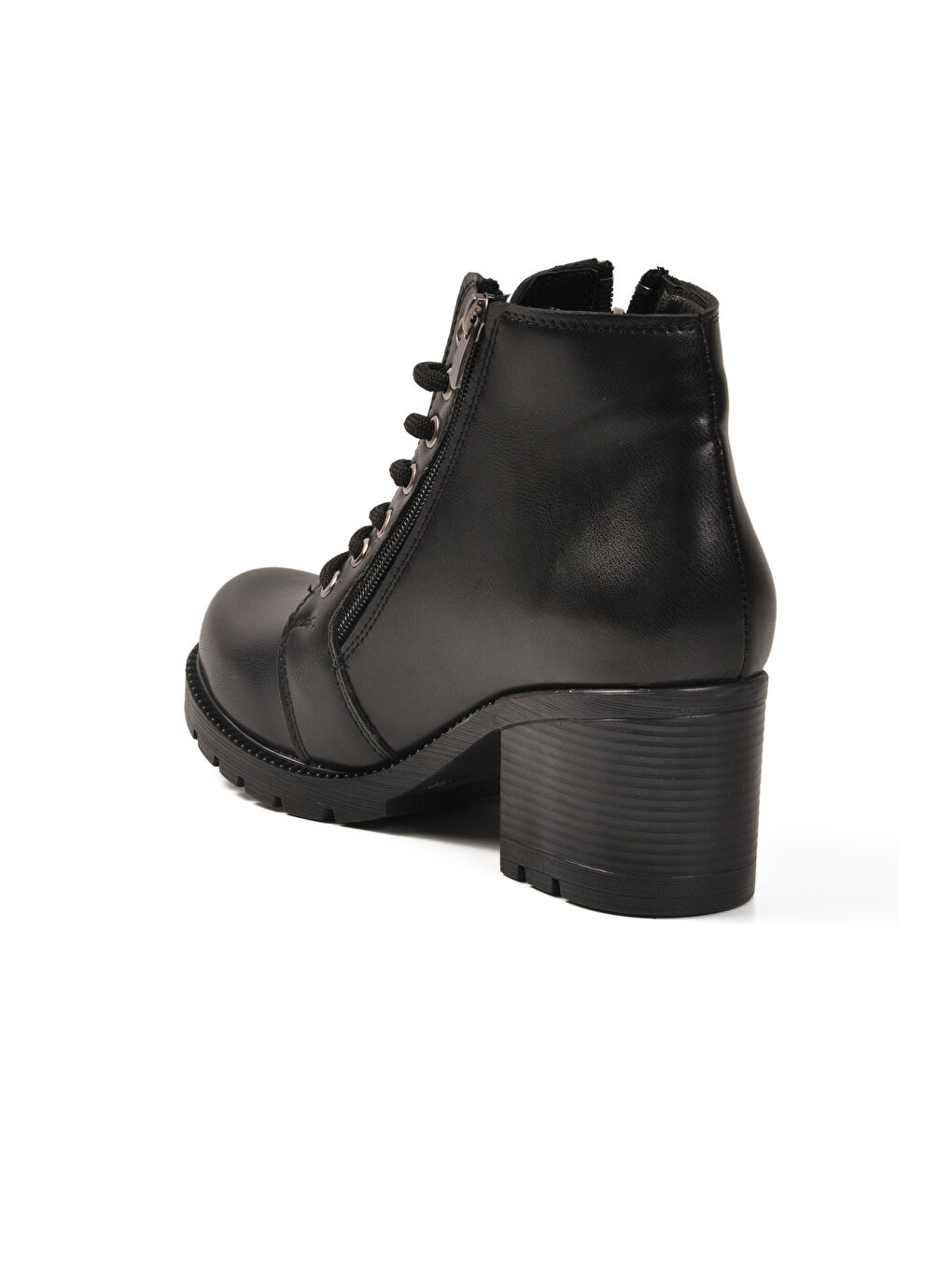 Siyah Bağcıklı Fermuarlı Topuklu Kadın Bot 196 Z-3