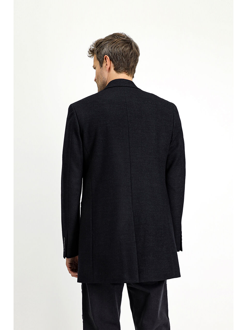 Antrasit Yünlü Klasik Kaban-3