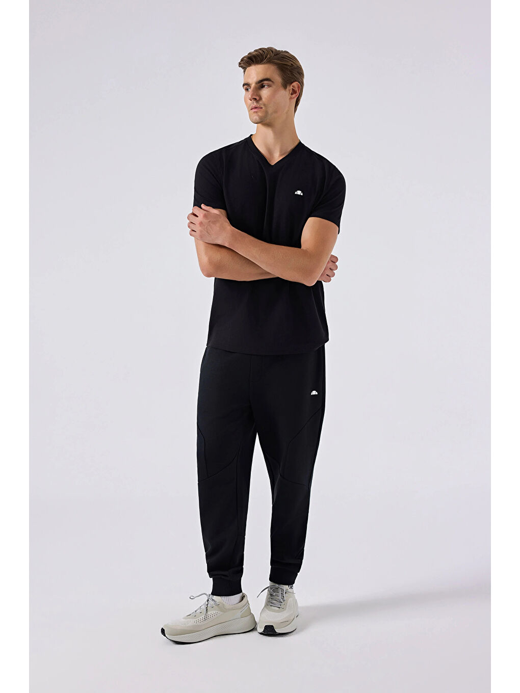 Siyah Pamuklu Regular Fit V Yaka T Shirt 6SM5049-BK-4