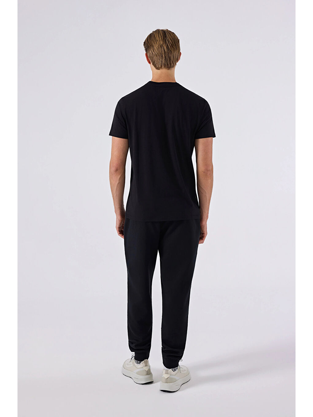 Siyah Pamuklu Regular Fit V Yaka T Shirt 6SM5049-BK-5