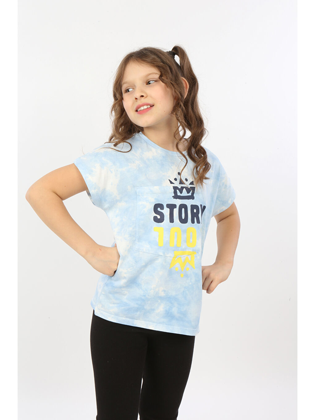 Lila Kız Çocuk Story Soul Baskılı Tişört-1