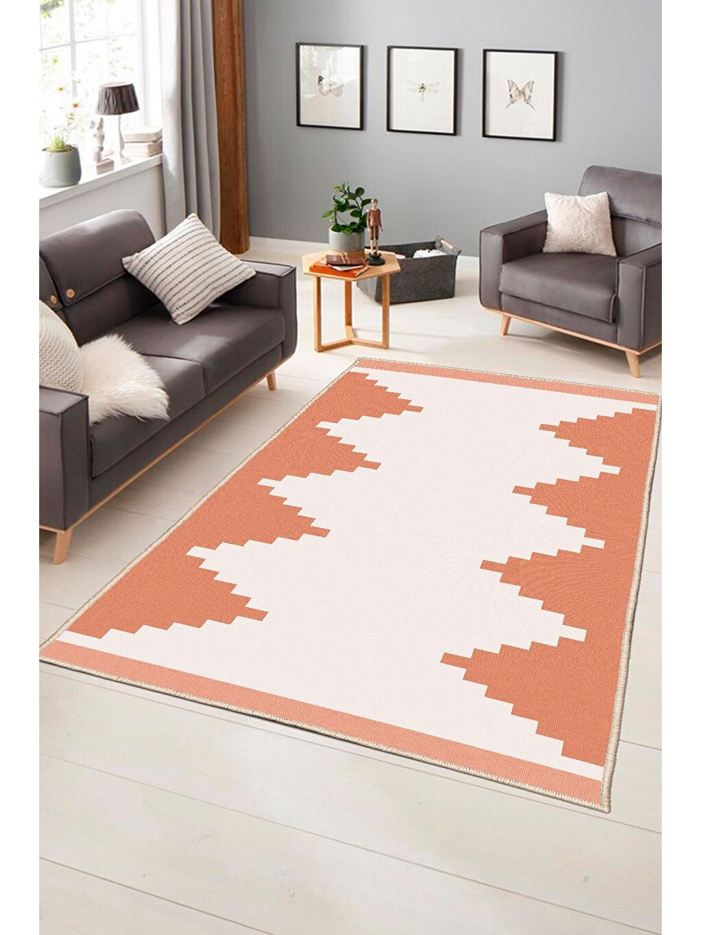 Turuncu Dekoratif Özel Tasarım Modern Halısı 120x180 cm