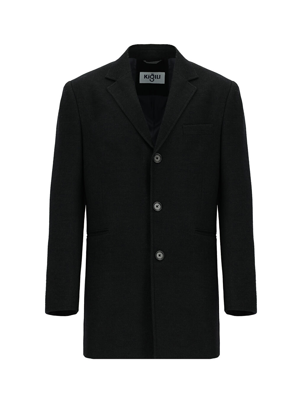 Antrasit Yünlü Klasik Kaban-5