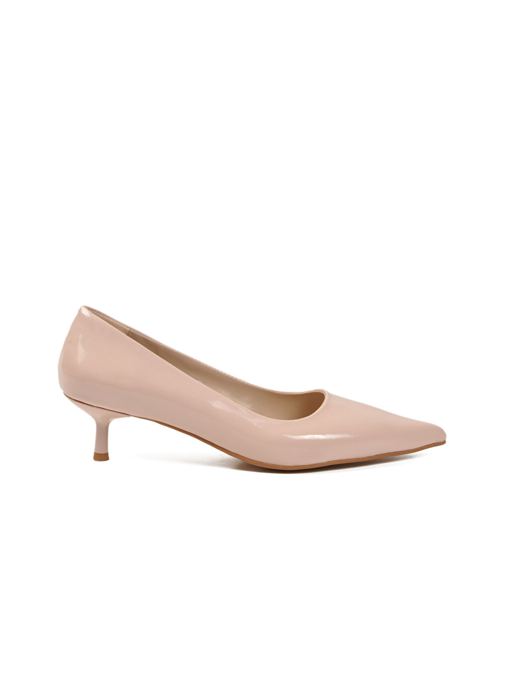 Bej Rugan Hafif Kadın İnce Kısa Topuklu Ayakkabı 458343 Z-1