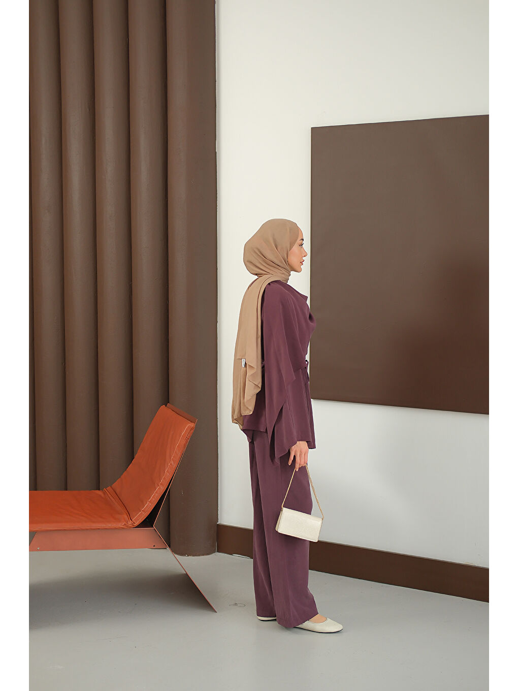 Kadın Önü Şal Detay Takım Bordo-4