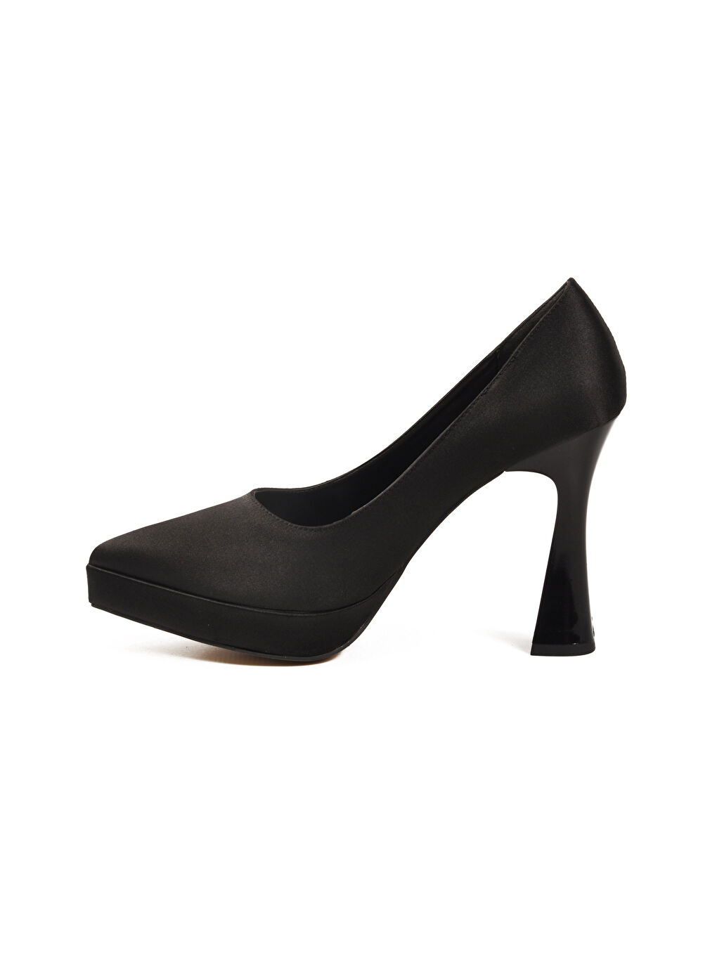 Siyah Saten İnce Uzun Kadın Topuklu Ayakkabı 448206 Z-3