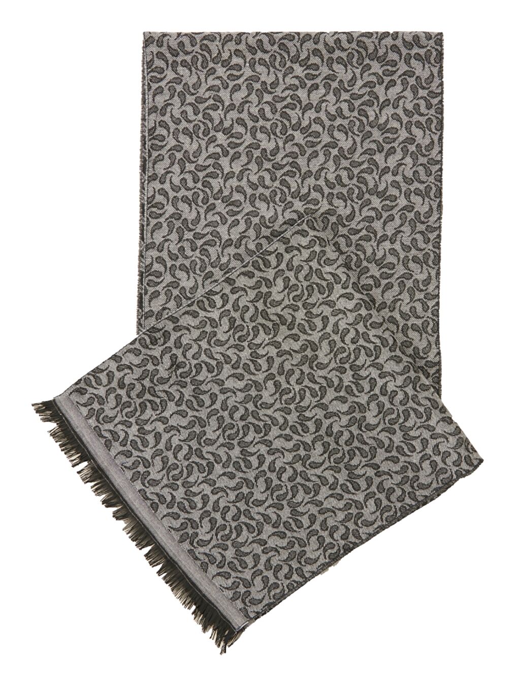 Erkek Siyah-Gri Desenli Örme Atkı