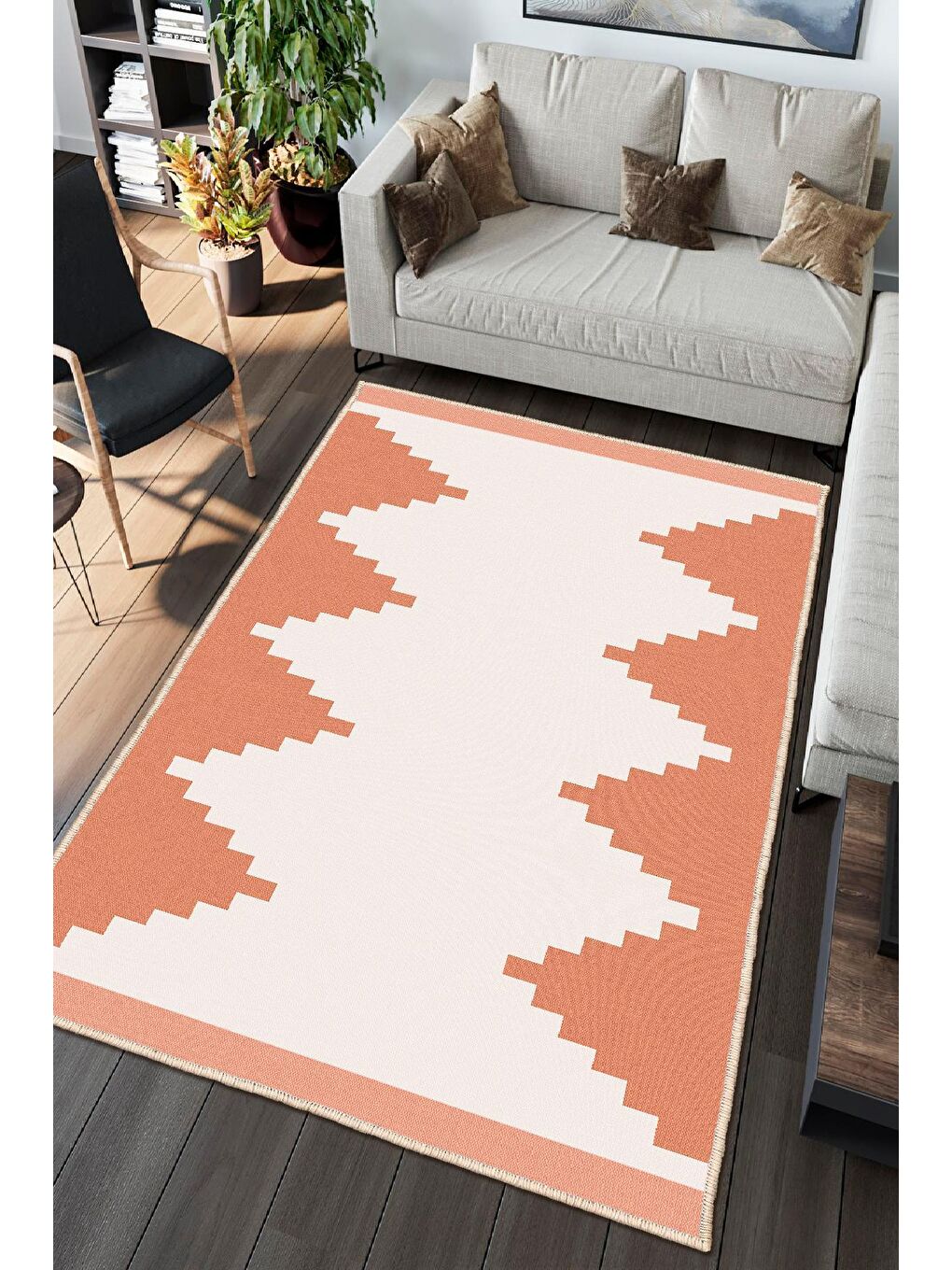 Turuncu Dekoratif Özel Tasarım Modern Halısı 120x180 cm-1