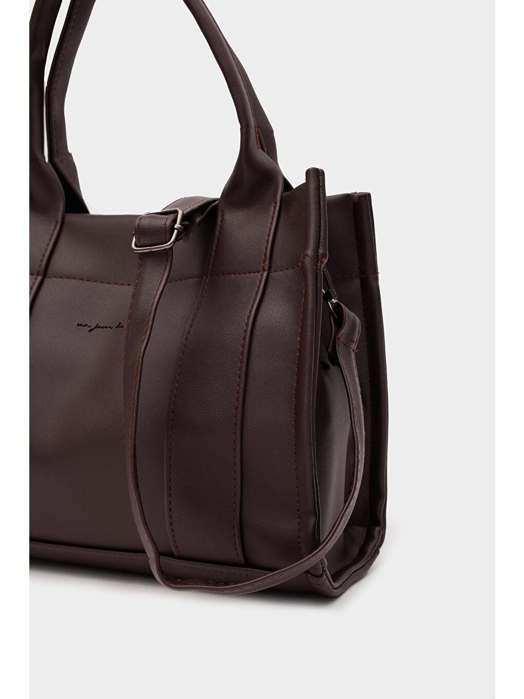 Kahverengi Bonnie Deri Tote Bag Acı Kahve-3