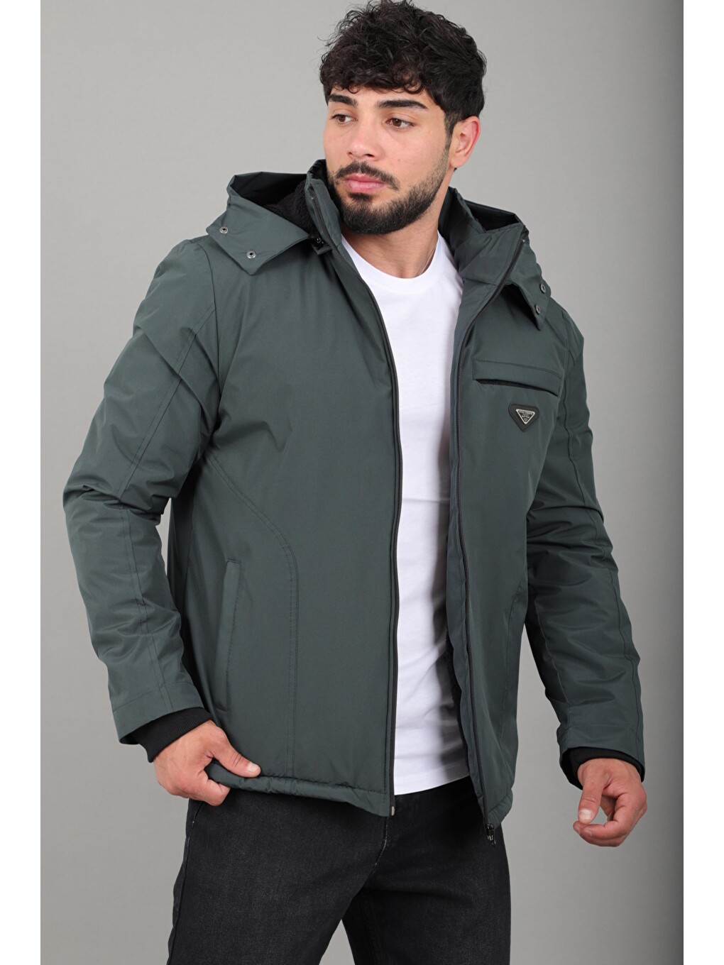 Petrol İçi Kürlü Spor Elastanlı Mont/kaban Pldp3016_50509-1