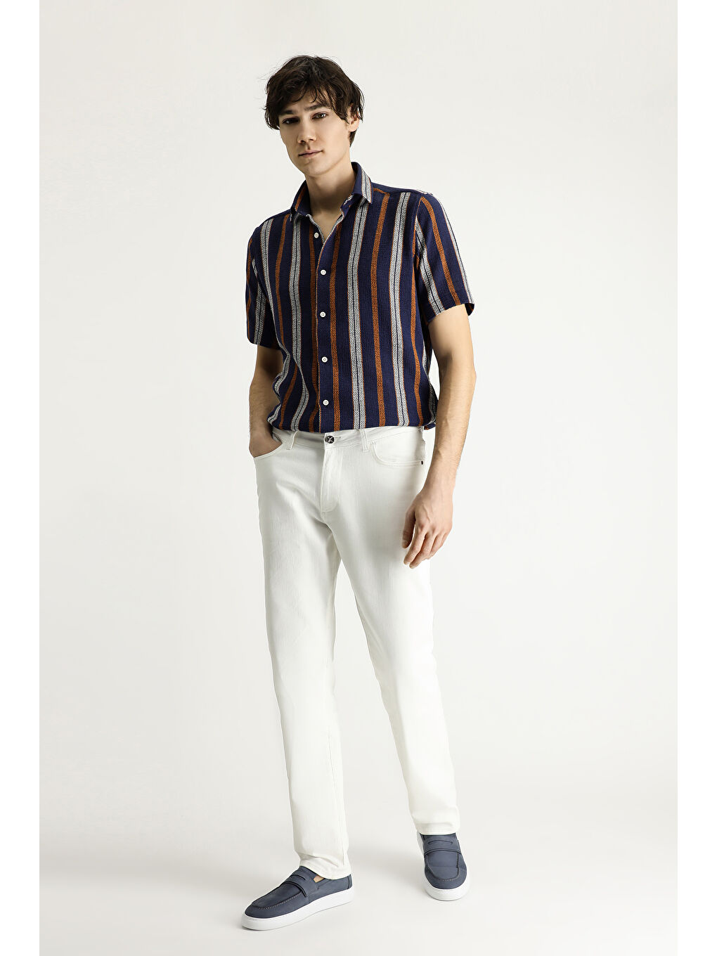 Ekru Regular Fit Elastanlı Denim Jean Pantolon-2