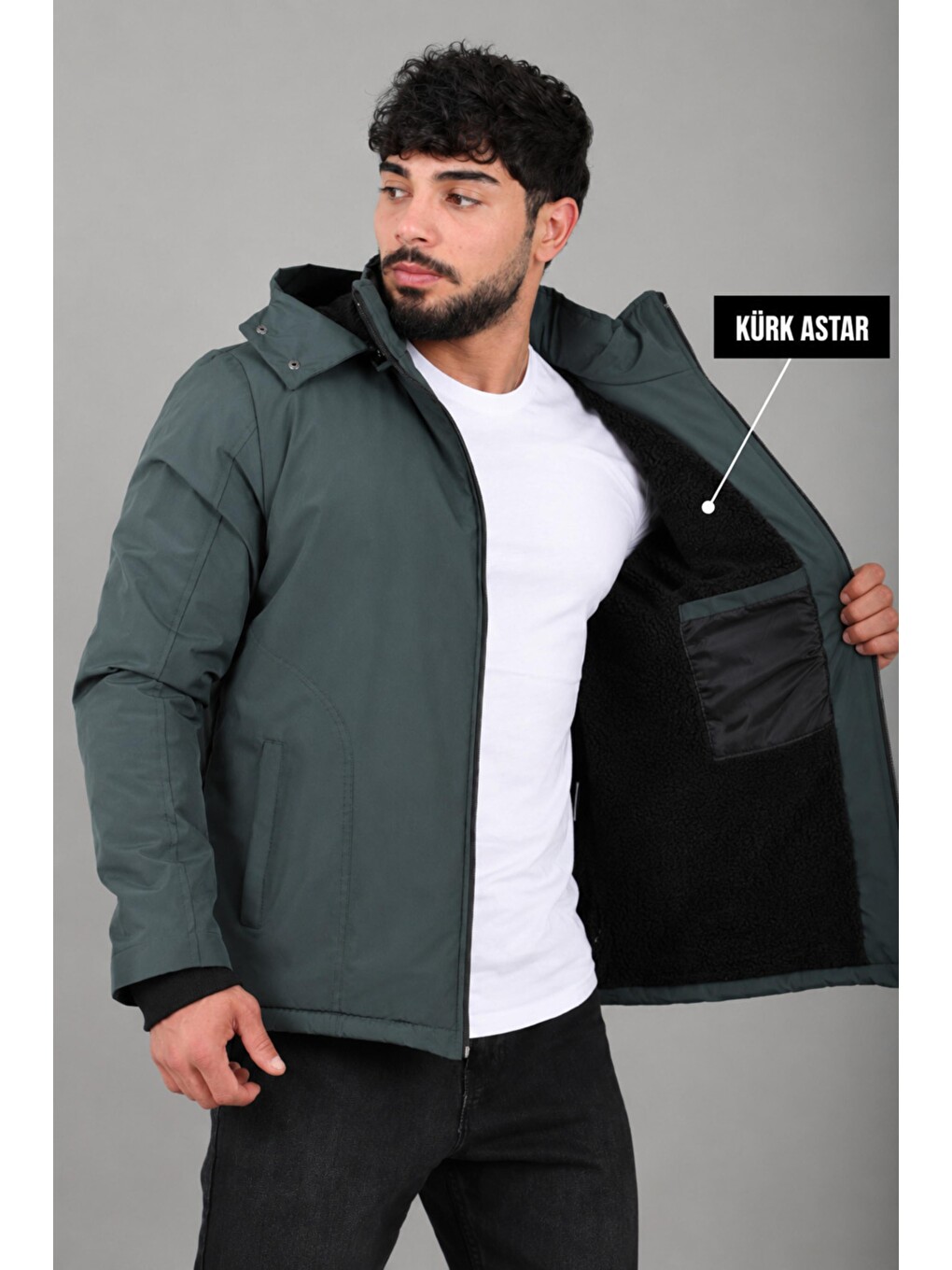 Petrol İçi Kürlü Spor Elastanlı Mont/kaban Pldp3016_50509-3