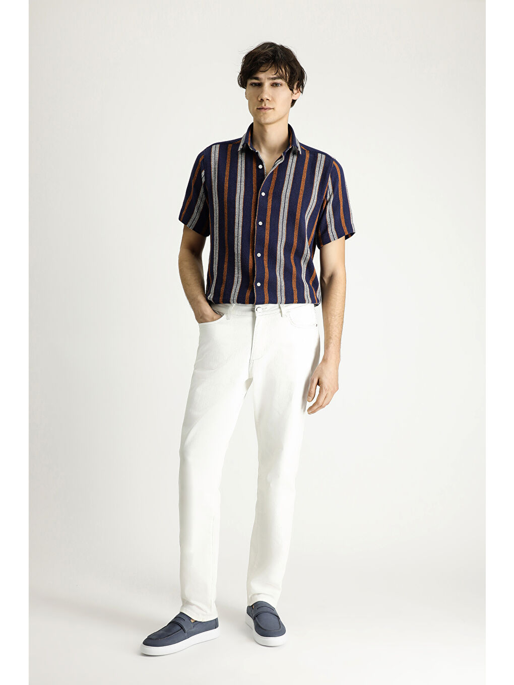 Ekru Regular Fit Elastanlı Denim Jean Pantolon-4