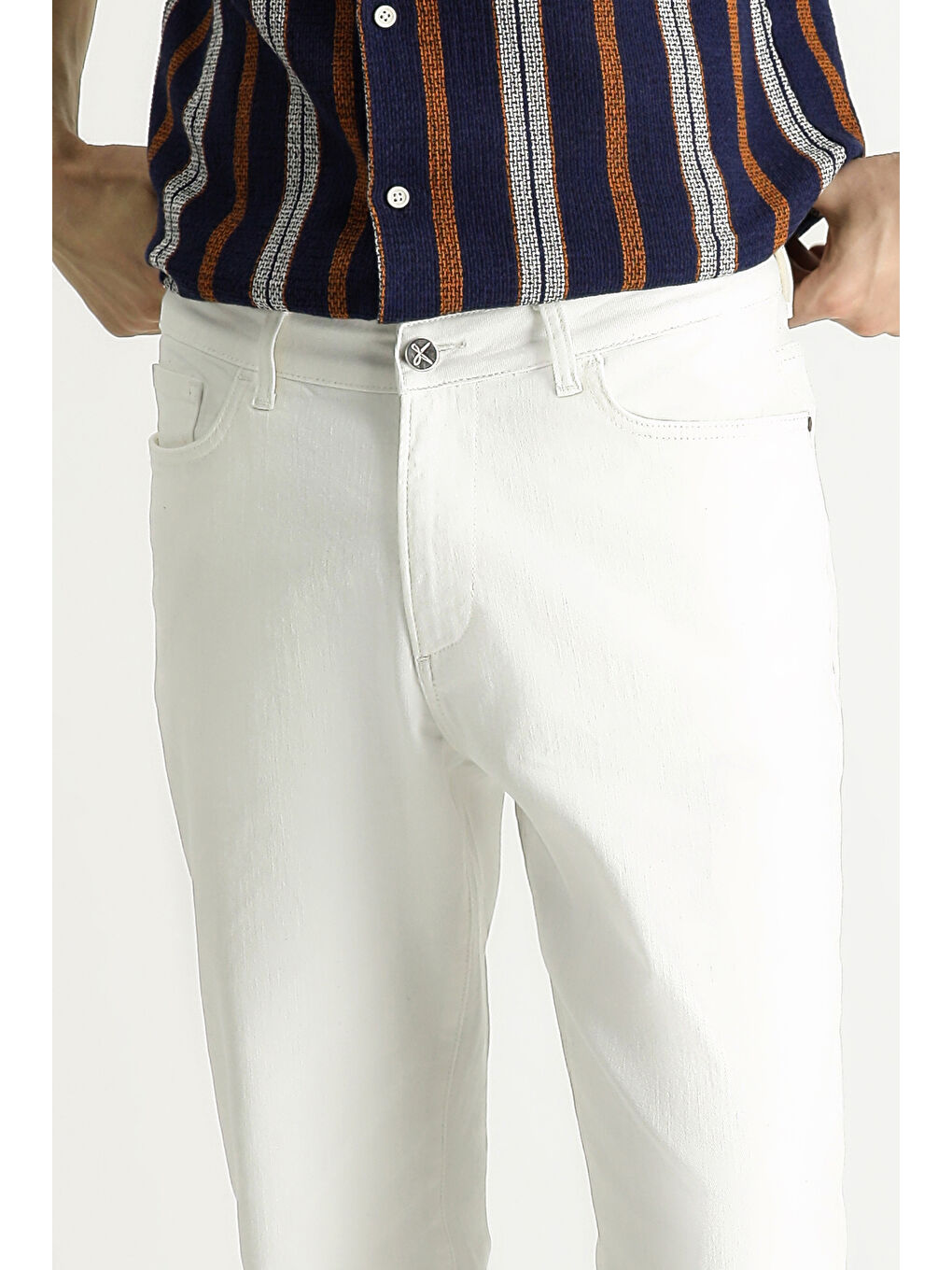 Ekru Regular Fit Elastanlı Denim Jean Pantolon-5