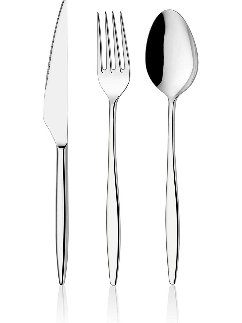 Gri Assos 6 Kişilik 24 Parça Beyaz Yumurta Standlı Çatal Kaşık Bıçak Takımı-3
