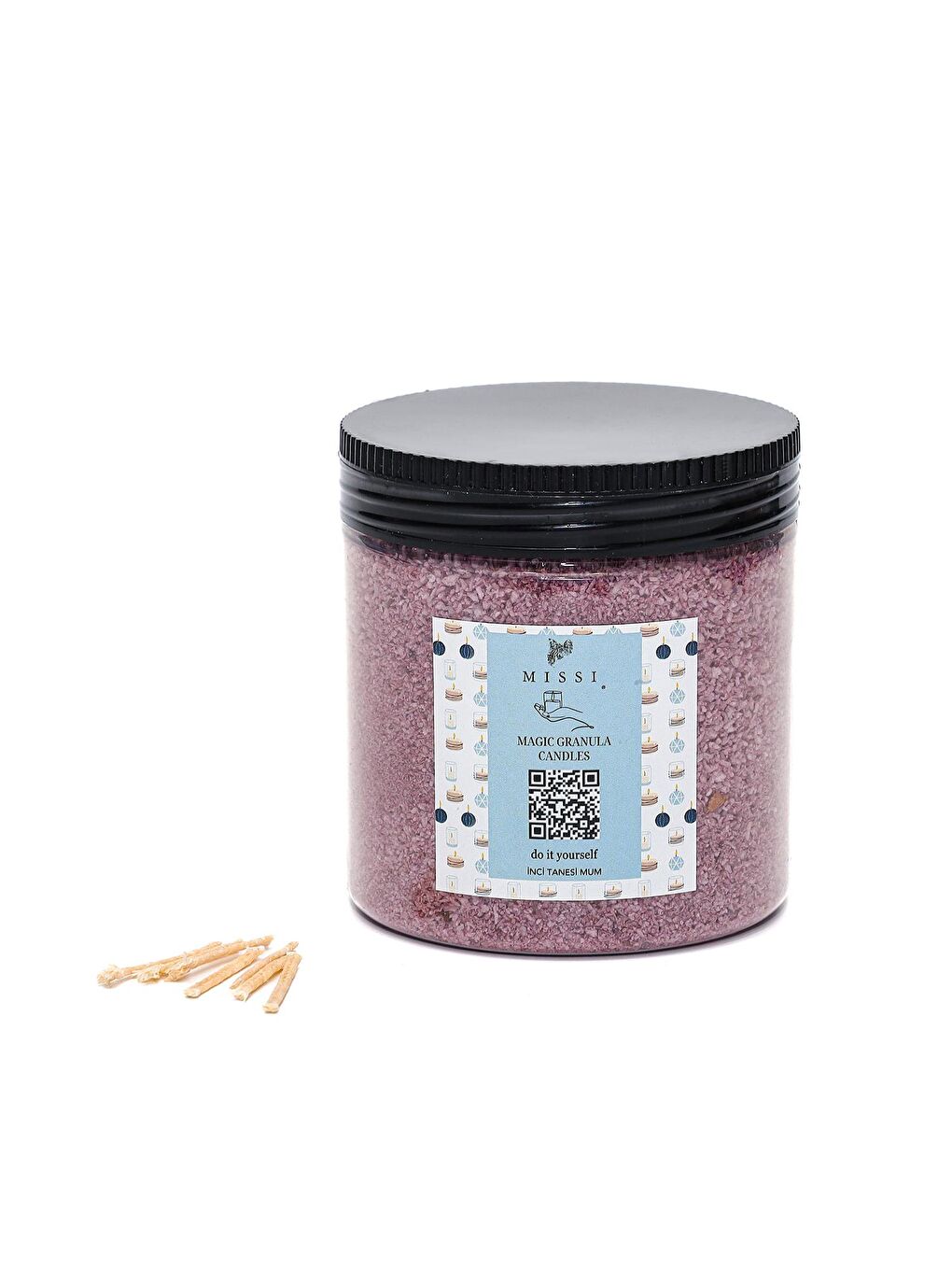 Black Orchid Kokulu Lila Yaratıcı İnci Tozu Mum (30 adet fitil ile birlikte)-250 gr-1