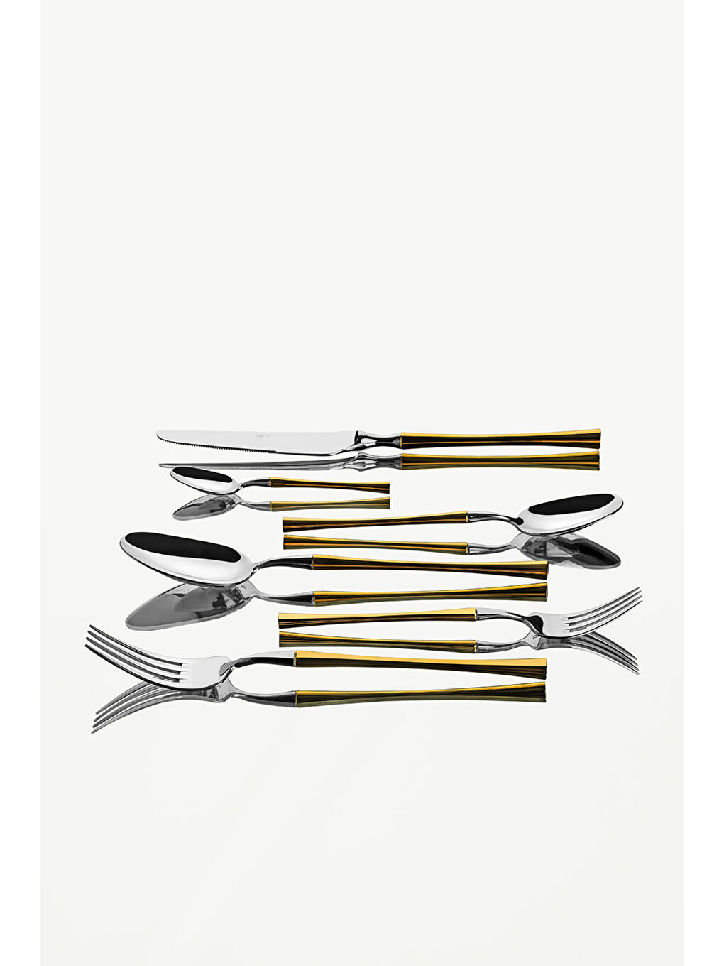 Sarı Marbella Altın Sade 6 Kişilik 36 Parça Kutulu Çatal Kaşık Bıçak Takımı-2