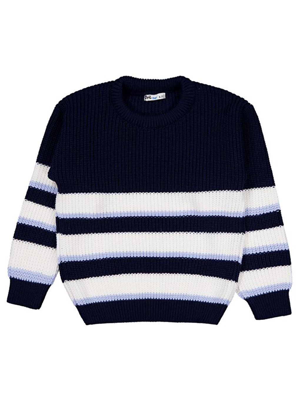 Lacivert Boys Çizgili Gömlekli 6-9 Yaş Kazak