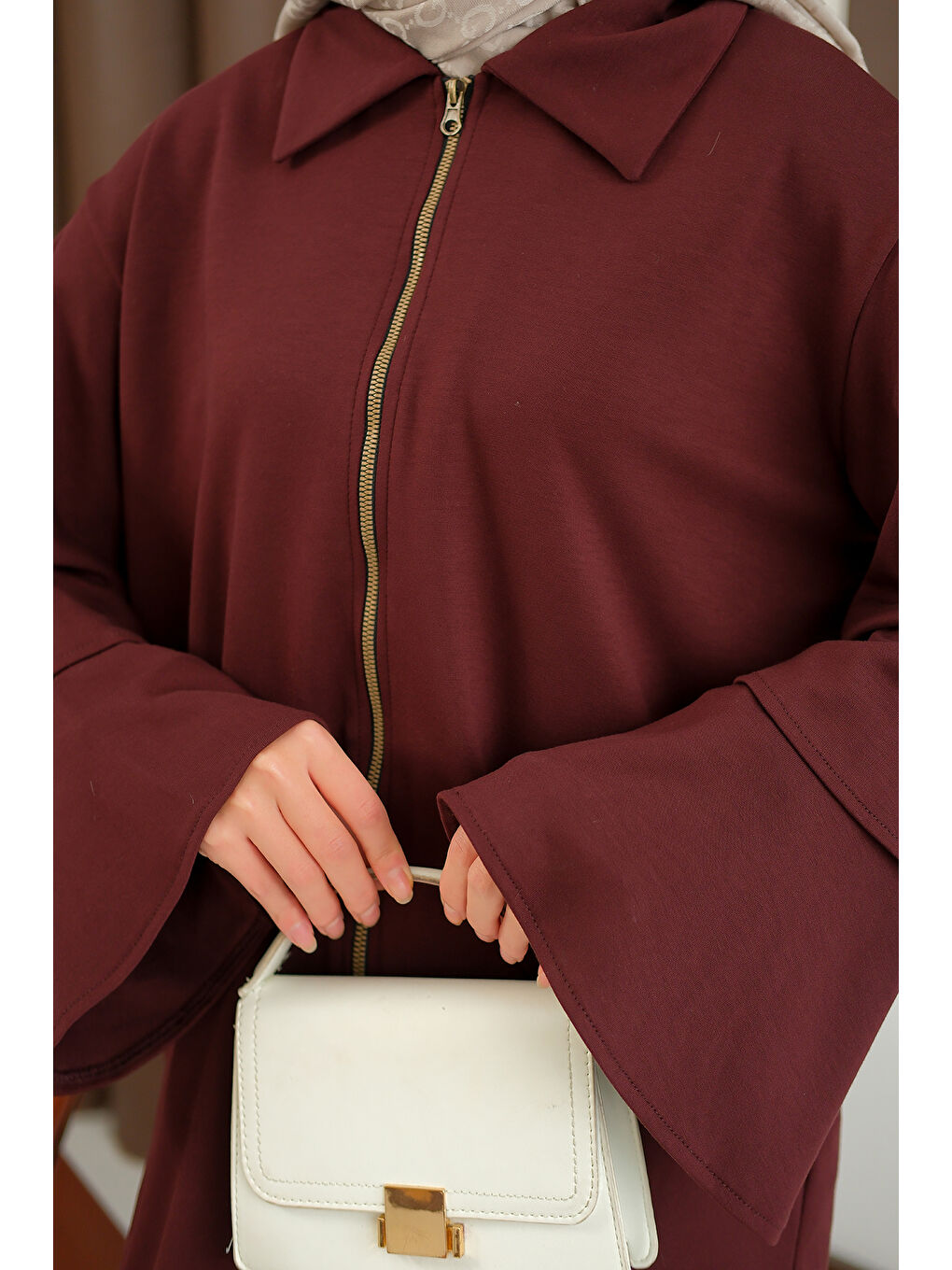 Kadın Kolları Fırfır Detay Takım Bordo-1