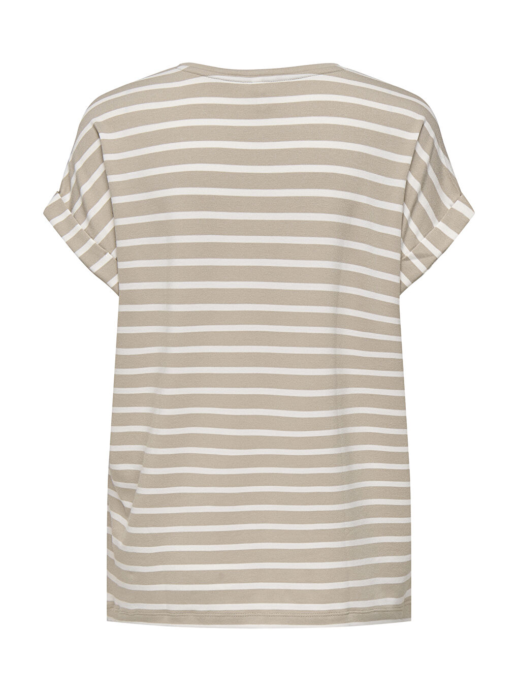 Bej Onlmoster Çizgili Relaxed Fit V Yaka T Shirt 15319825-1