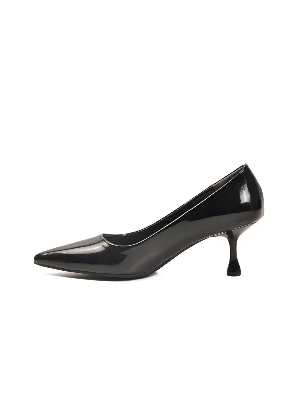 Siyah Rugan Kadın İnce Kısa Topuklu Abiye Ayakkabı 695033 Z-3