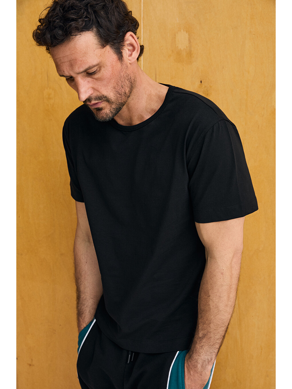 Siyah AXION Erkek %100 Organik Pamuklu Yuvarlak Yakalı Regular Fit SİYAH T-Shirt-1