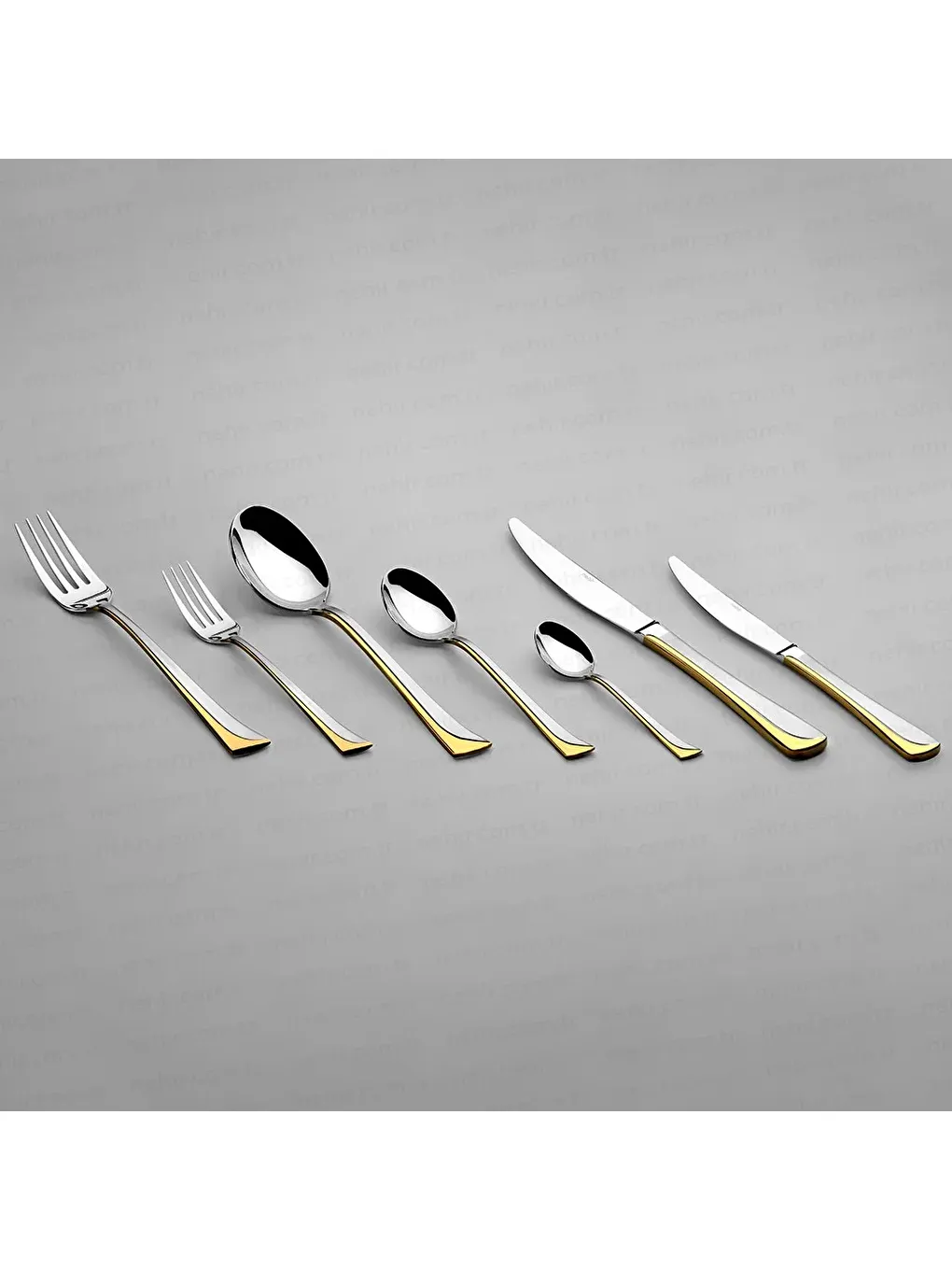 Sarı Maksi Altın Saten 12 Kişilik 84 Parça Deri Kutulu Çatal Kaşık Bıçak Takımı-7