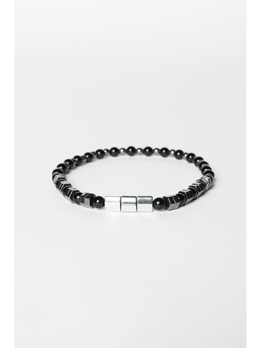 Erkek Siyah Doğal Taş Boncuk Bileklik-2