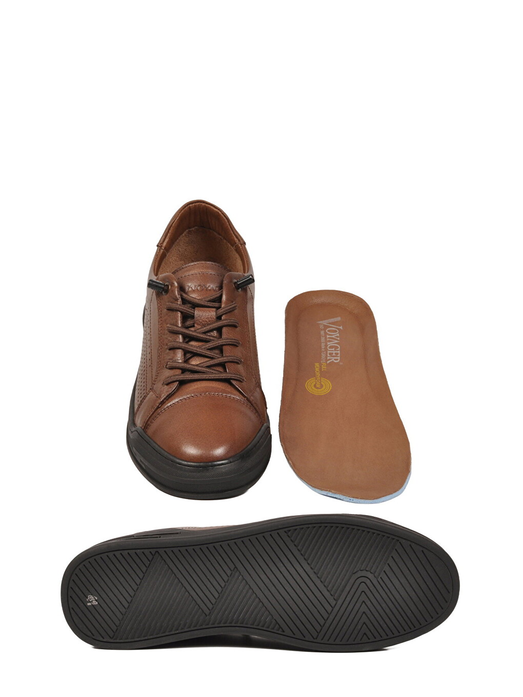 Kahverengi Ceviz Hakiki Deri Erkek Sneaker Delikli Nefes Alabilen Casual Memory Taban M682 M-3