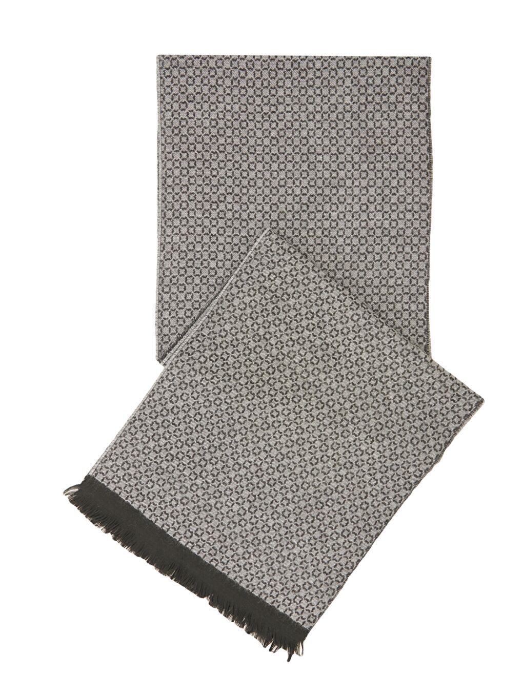 Erkek Siyah-Gri Desenli Örme Atkı