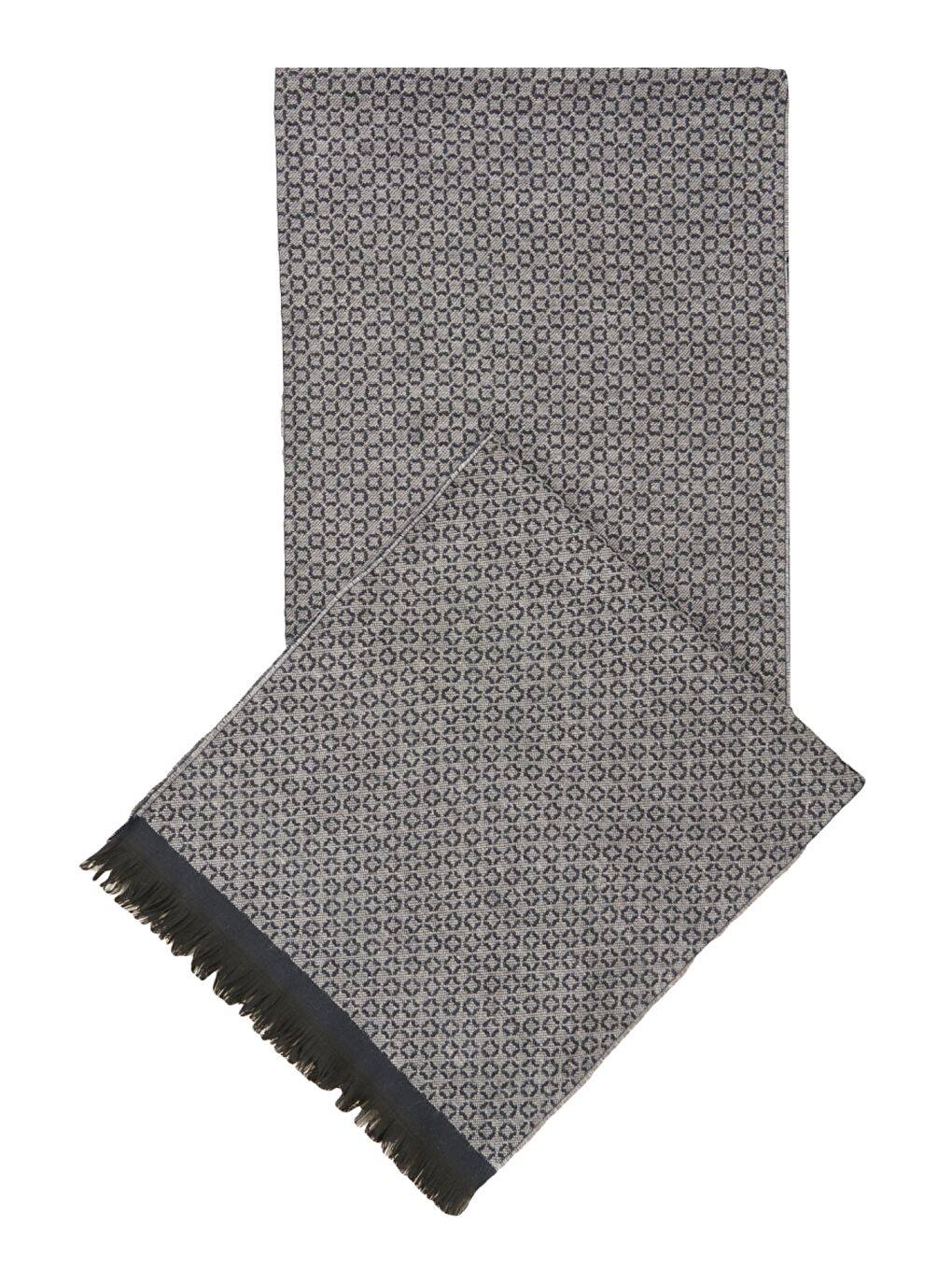 Erkek Lacivert-Gri Desenli Örme Atkı