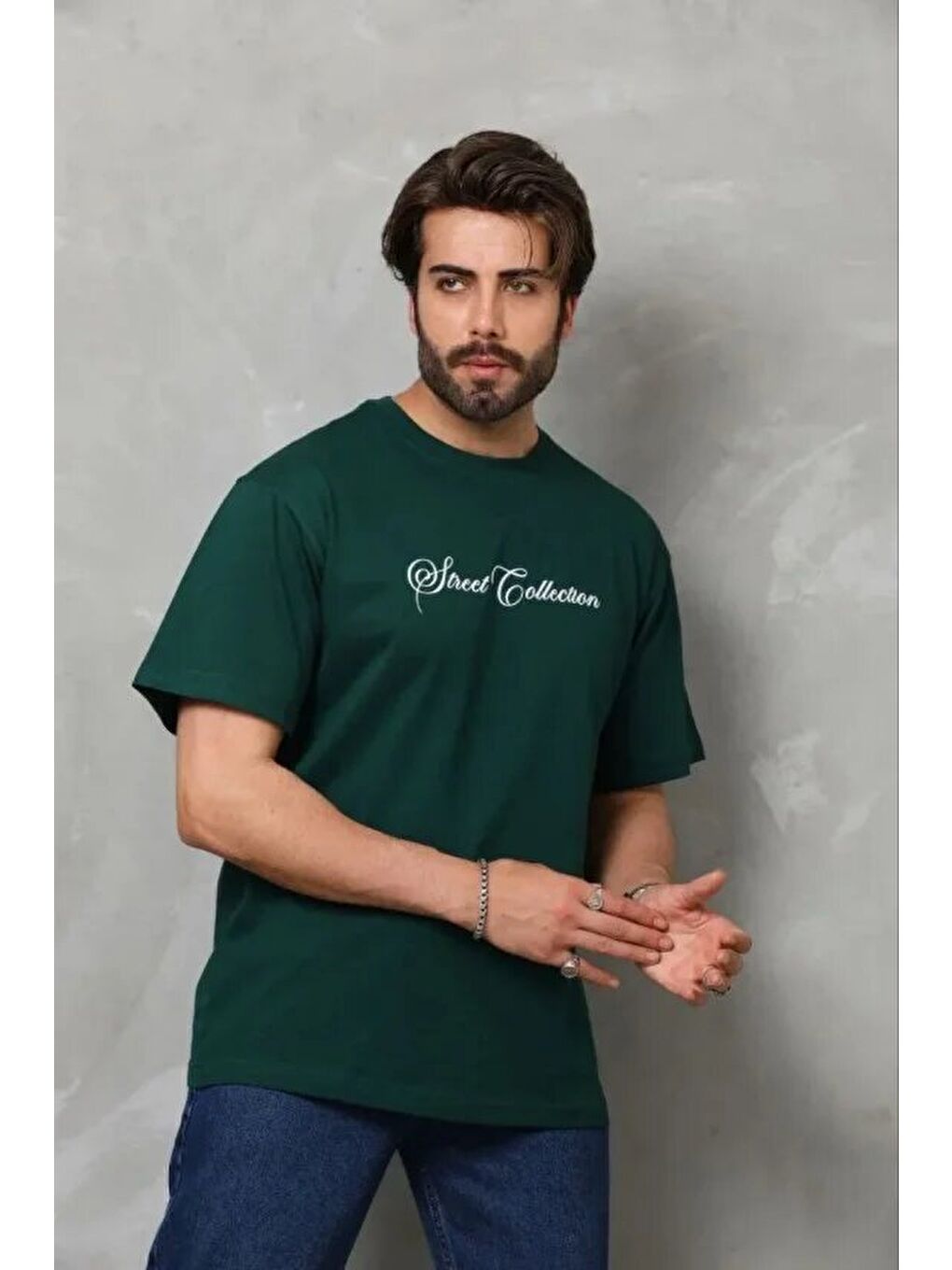 Yeşil Erkek Baskılı Tişört