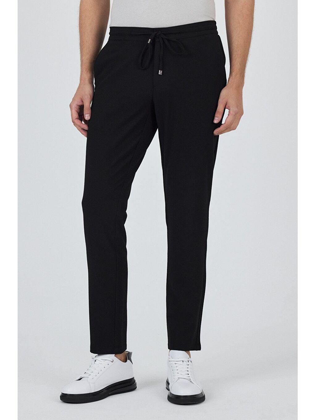 Siyah Esnek Lastikli Yandan Cepli Casual Comfort Fit Jogger Pantolon 1003250210-1