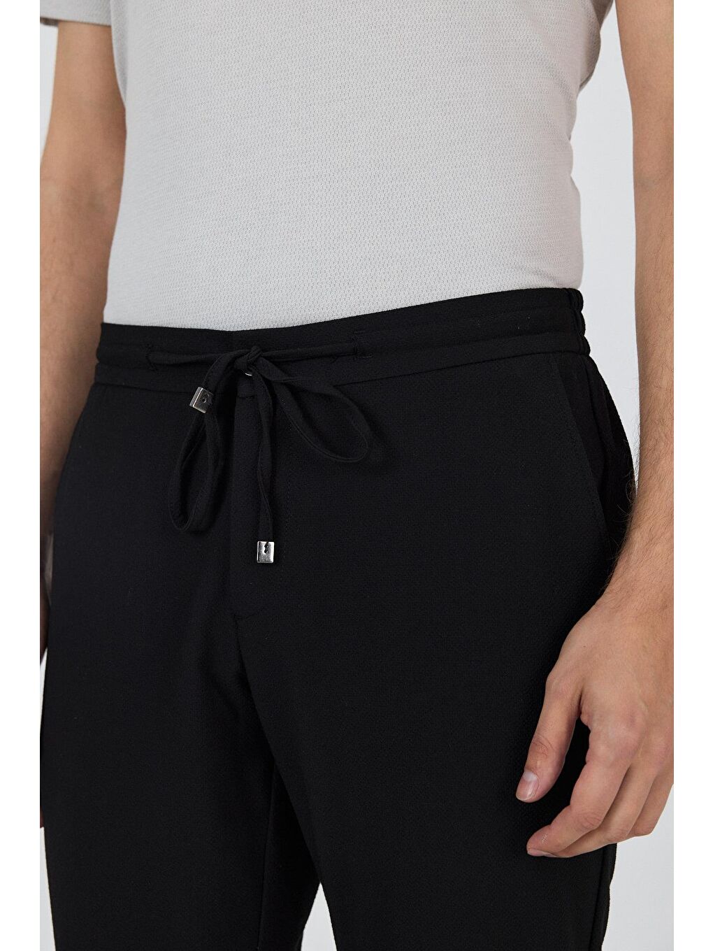 Siyah Esnek Lastikli Yandan Cepli Casual Comfort Fit Jogger Pantolon 1003250210-3