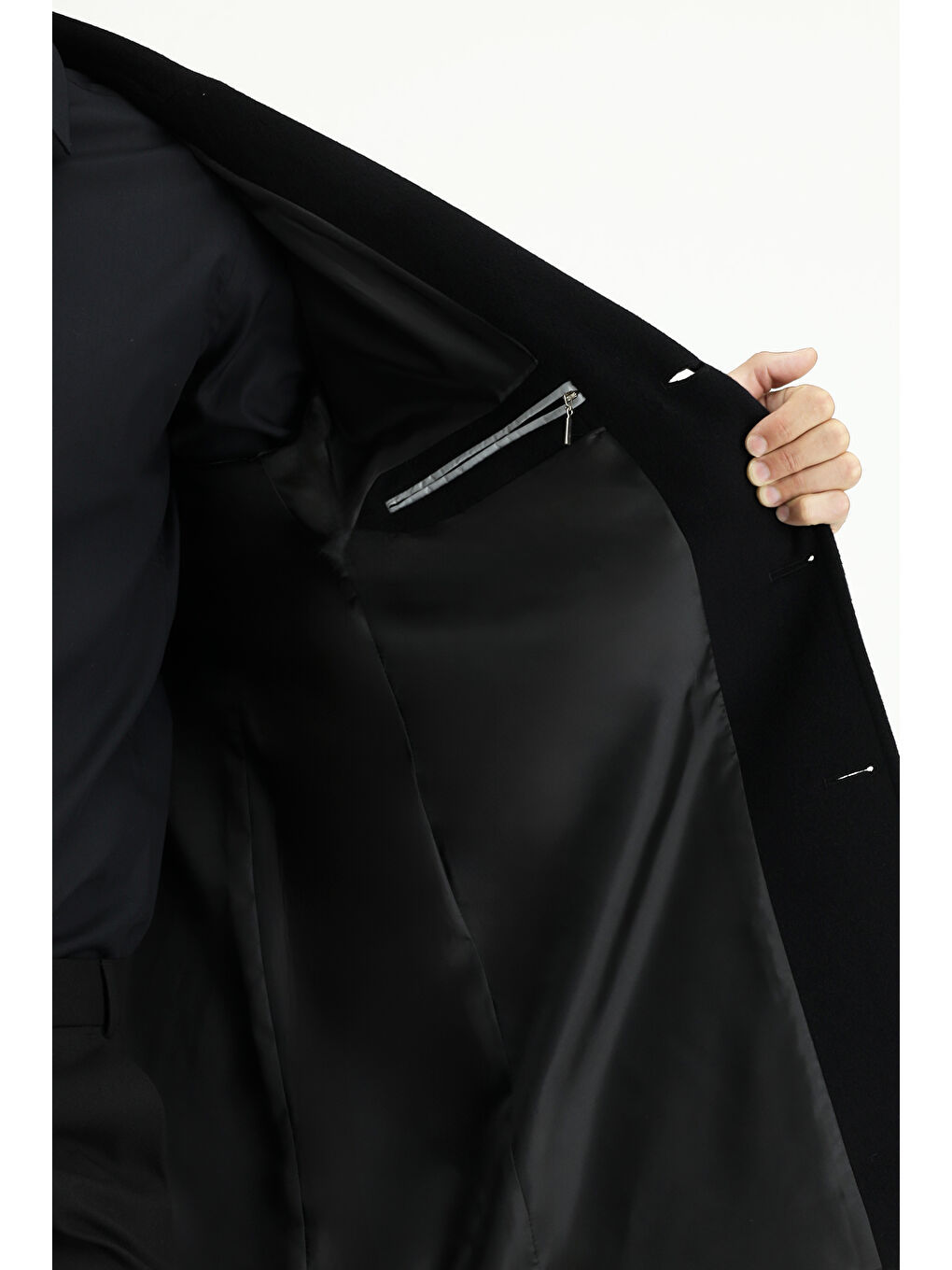 Siyah Yünlü Klasik Kaban-4