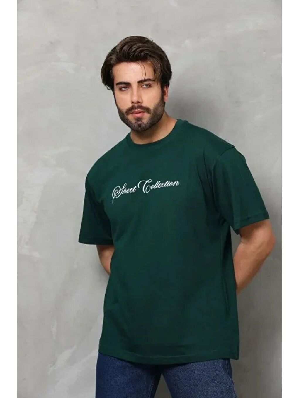 Yeşil Erkek Baskılı Tişört-2