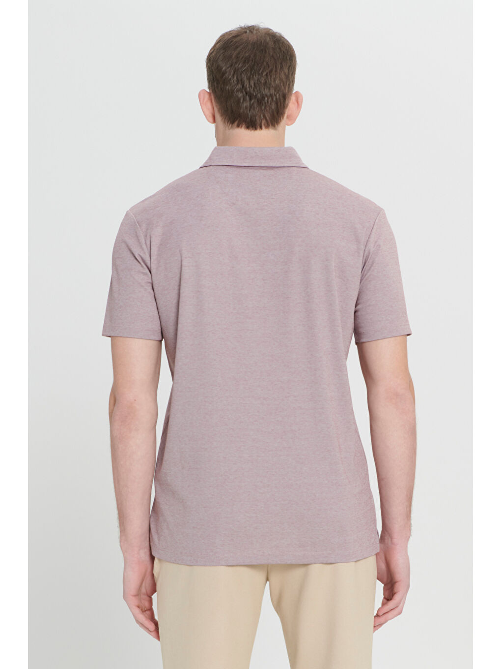 Erkek Bordo Comfort Fit Rahat Kesim Polo Yaka Pamuklu Kısa Kollu Tişört-5