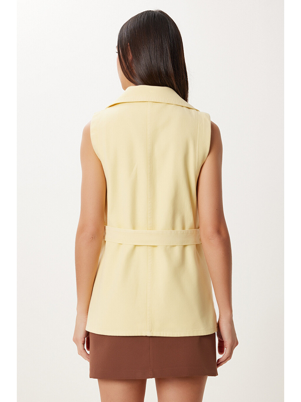 Sarı Düğmeli Gabardin Yelek SARI HPB0001-4