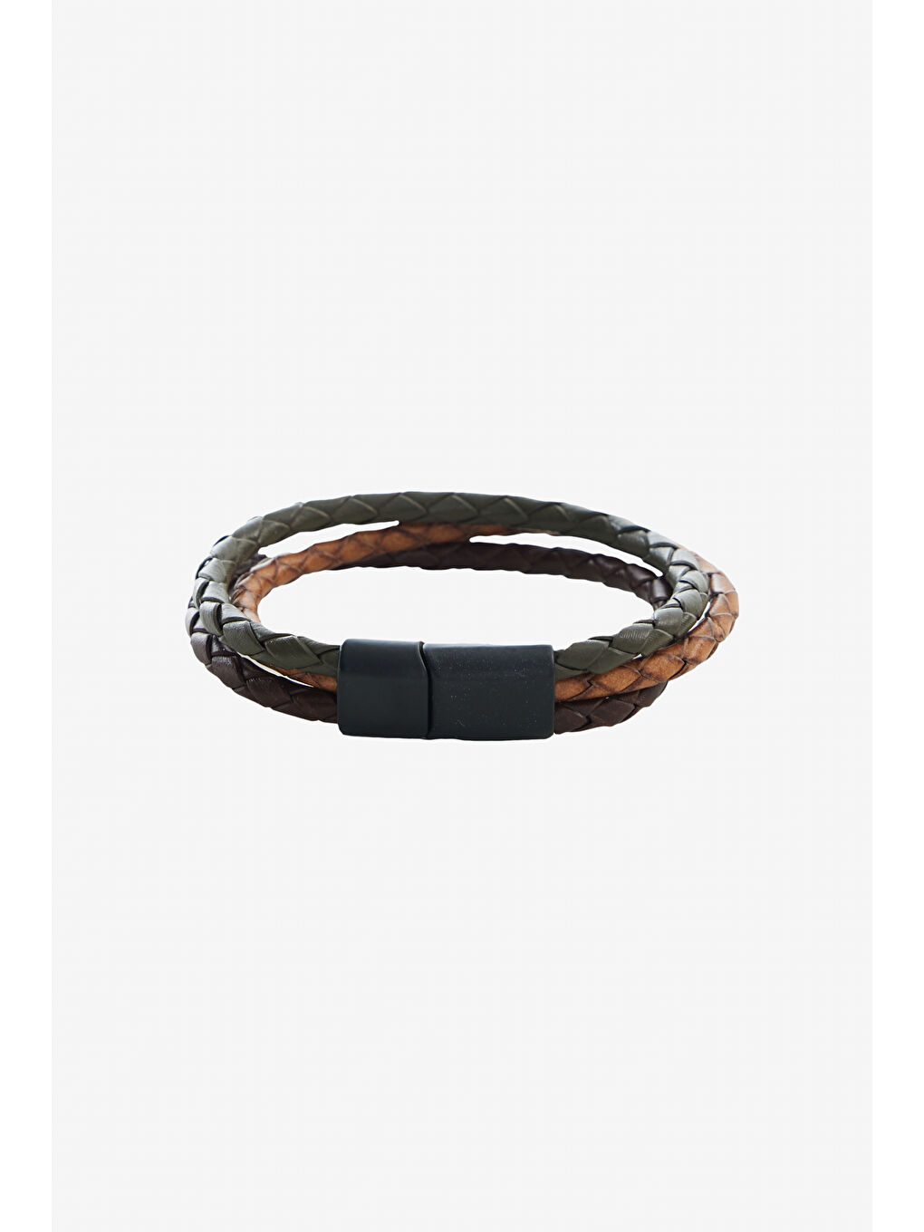 Kahverengi Erkek Kahve-Bej %100 Deri Bileklik