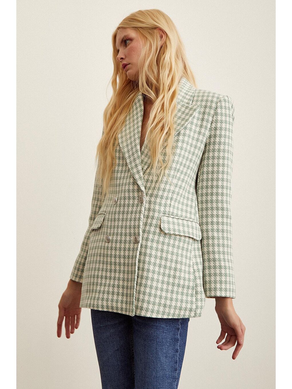 Yeşil Kazayağa Blazer Ceket-1