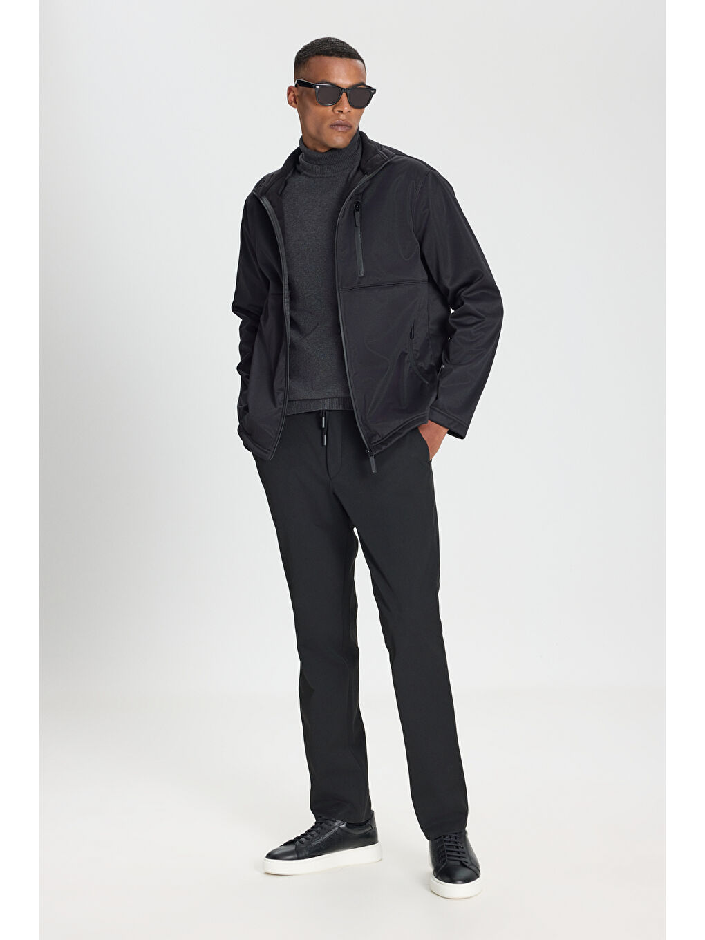 Erkek Siyah Sıcak Tutan Comfort Fit Rahat Kesim Dik Yaka Mont-2