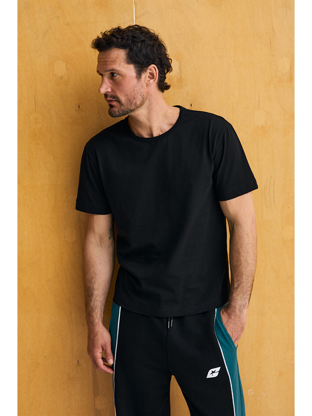 Siyah AXION Erkek %100 Organik Pamuklu Yuvarlak Yakalı Regular Fit SİYAH T-Shirt-2